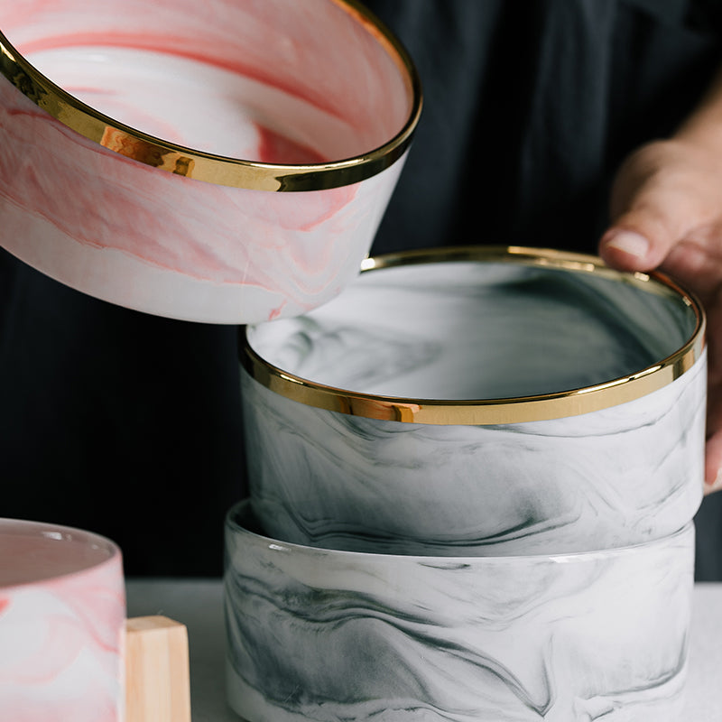 Marble Hundenapf mit Goldrand