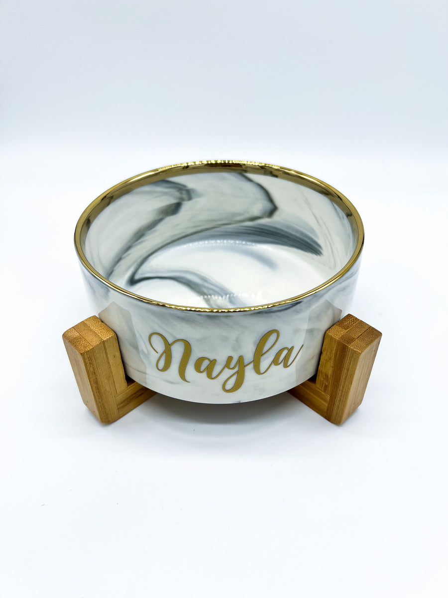 Marble Hundenapf mit Goldrand