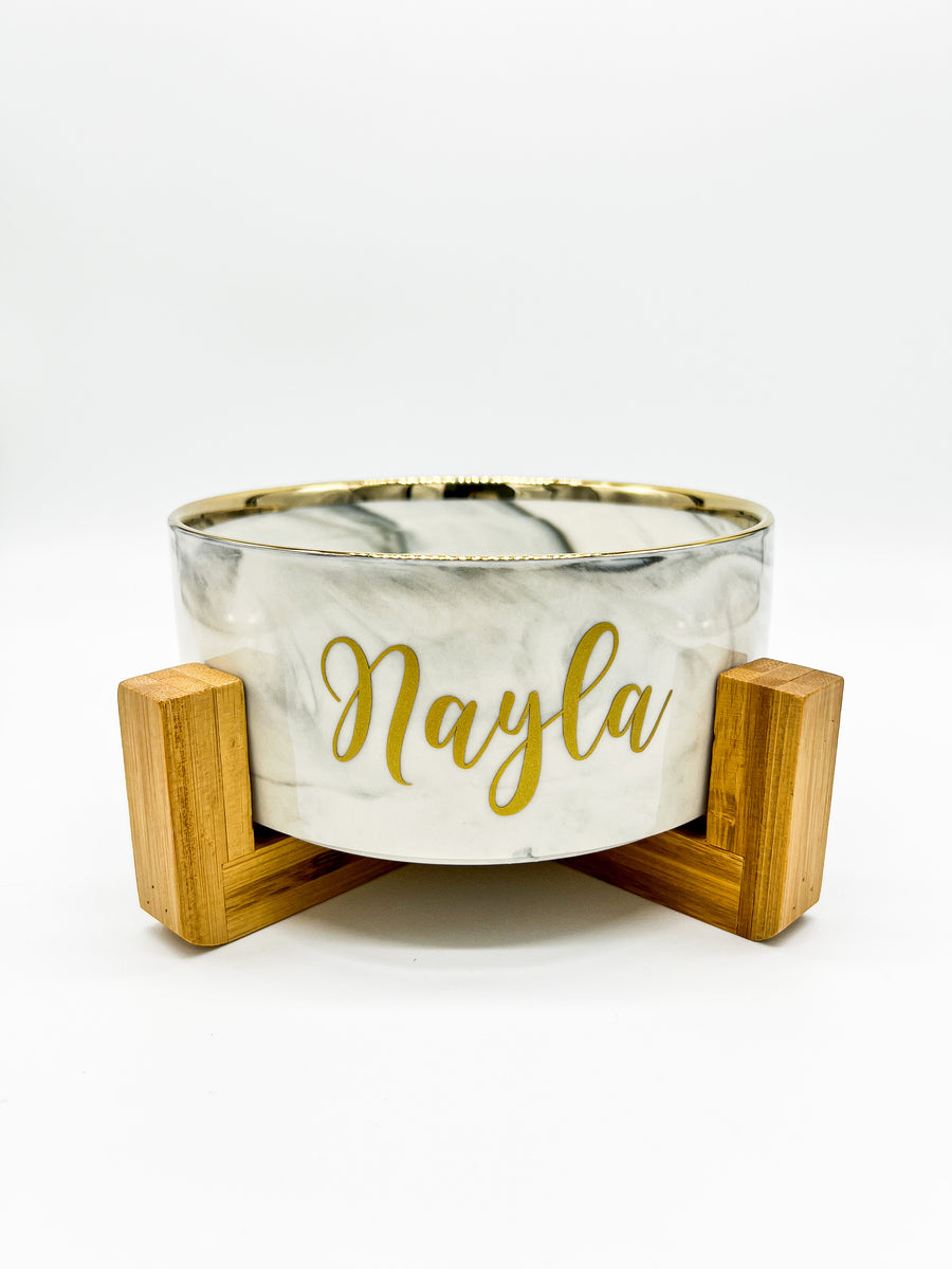 Marble Hundenapf mit Goldrand
